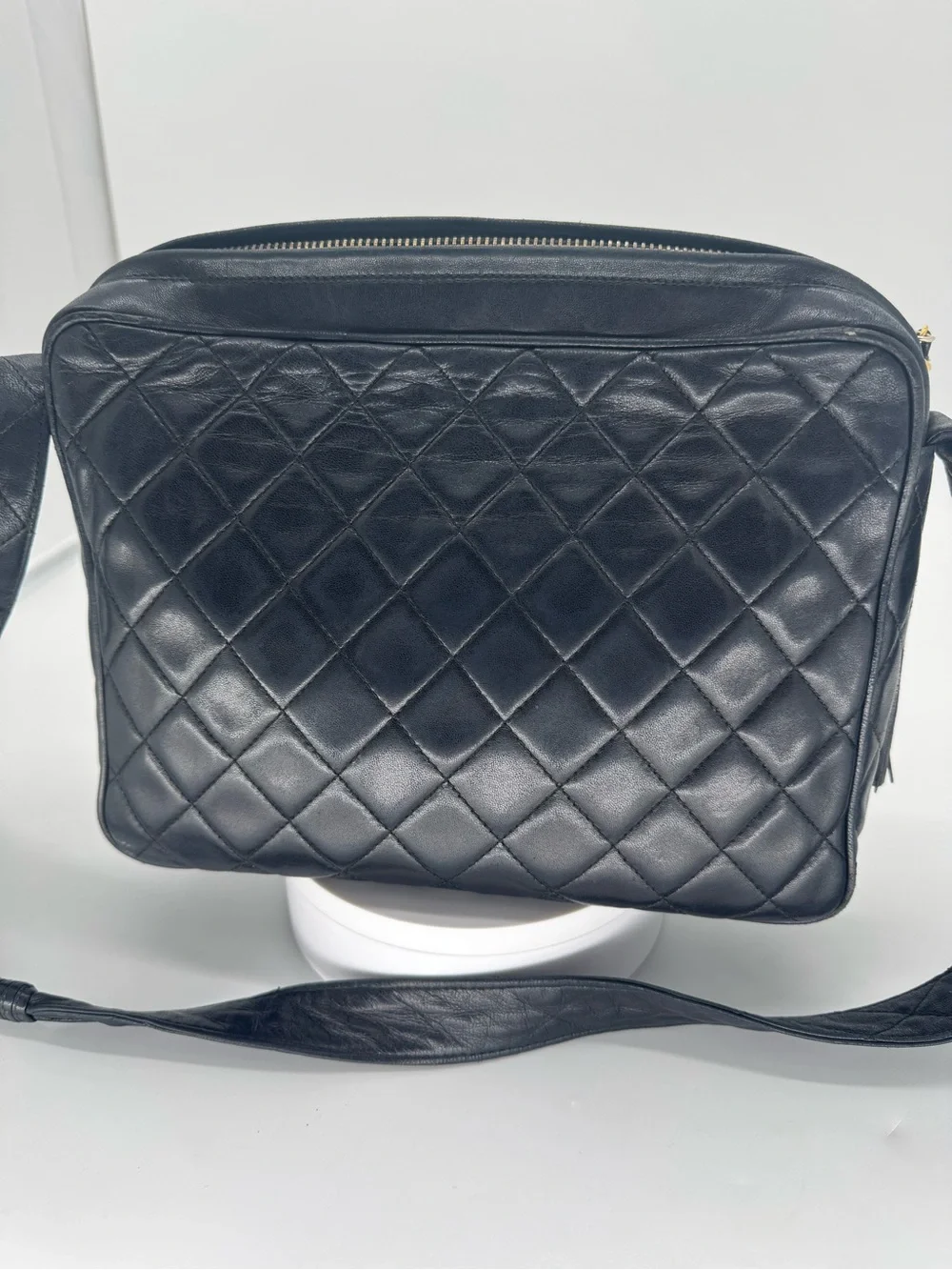 Chanel Series 2 Black Quilted Lambskin Tassel Crossbody Bag
